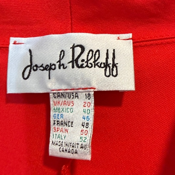 Joseph Ribkoff jacket 3/4 sleeve Red Zip-Up cardigan top ruched stretch *read 18 - Picture 4 of 17
